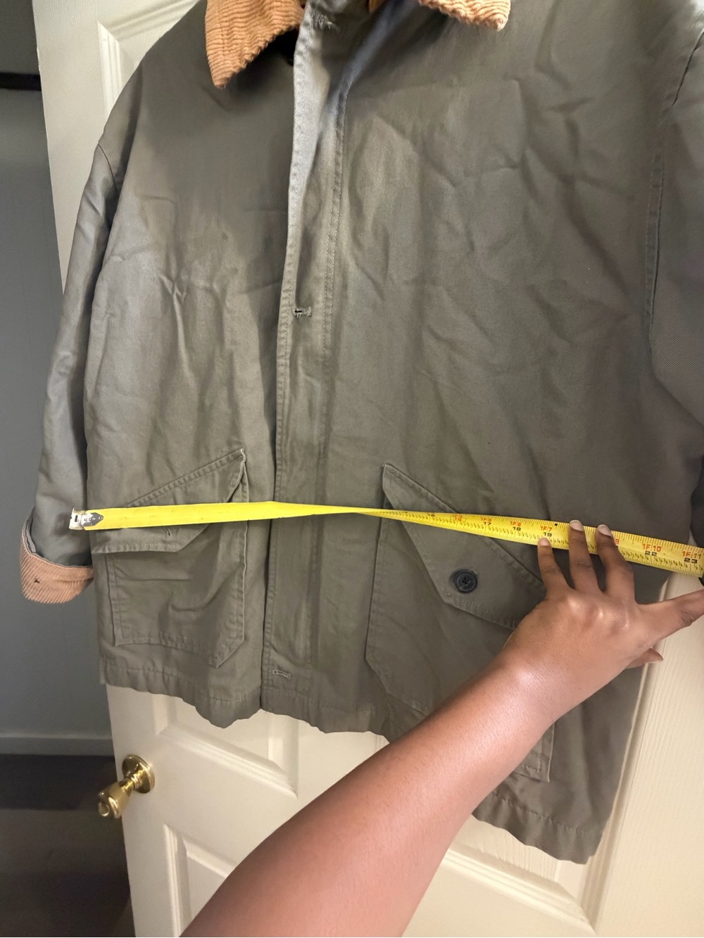 Men's Brown Workwear Jacket with Tan Corduroy Collar - Picture 6 of 8
